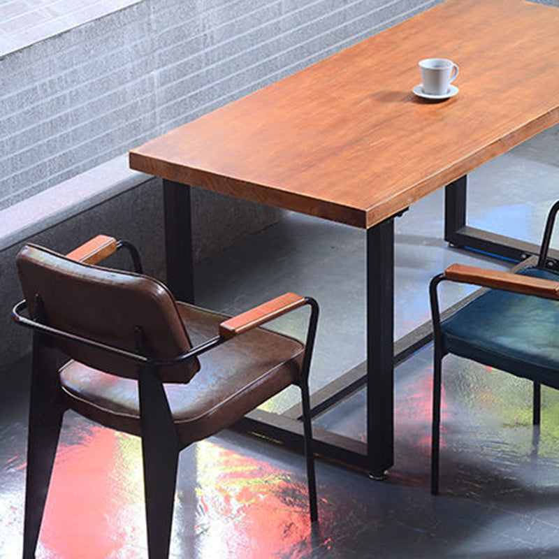 Industrial Leather Metal Wood Dining Chair