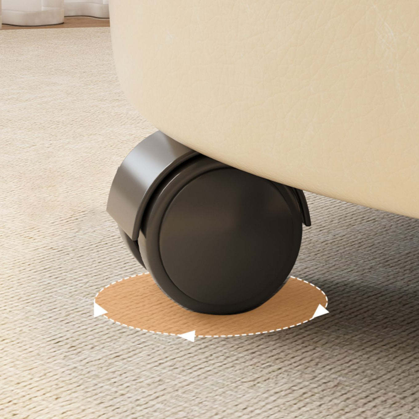 Minimalist Microfiber Leather Wood Round Chair Backless — Dark Gray