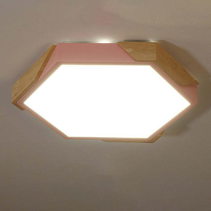 Scandinavian Hexagonal Macaron Flush Mount Light