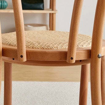 Chinese Wood Rattan Four-Leg Dining Chair — B / Black