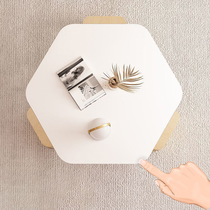 Contemporary Hexagonal Oak Plank End Table — Gray