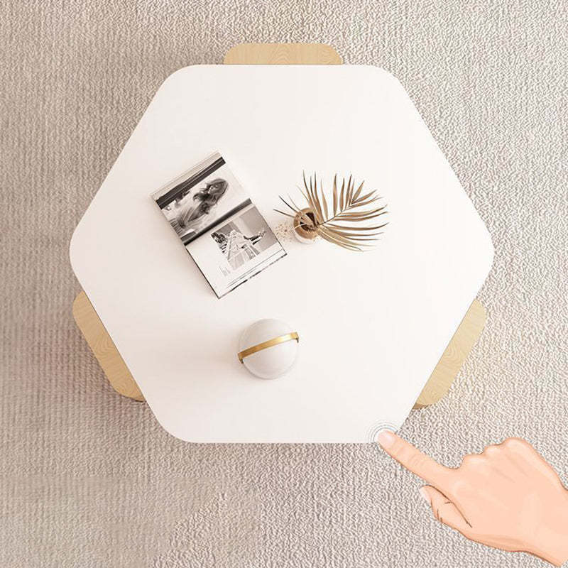 Contemporary Hexagonal Oak Plank End Table — Gray