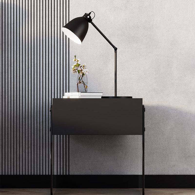 Lighom minimalist 1-drawer plank gray nightstands in glass wood metal