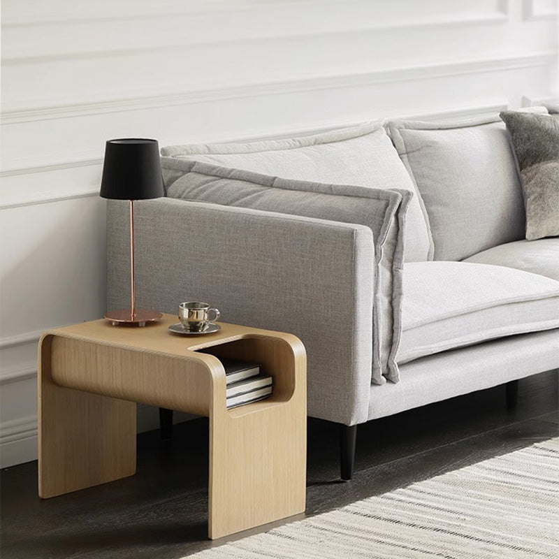 Minimalist Rectangular Wood Storage Coffee Table — Walnut