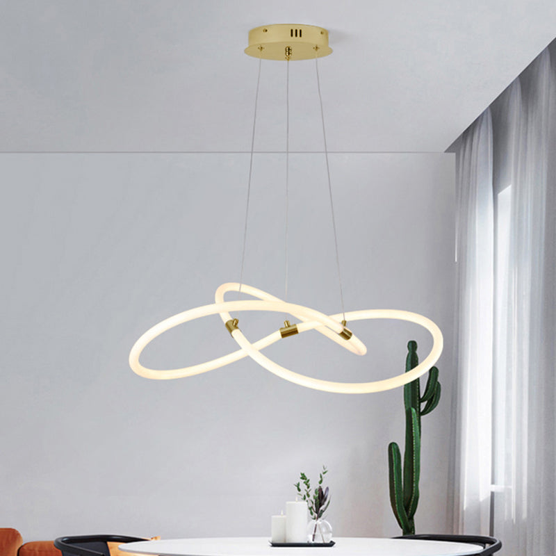 Nordic Acrylic Bending Tube Island LED Chandelier — White Light (5000K) / Milky White Tube / 220V-240V For UK/AU
