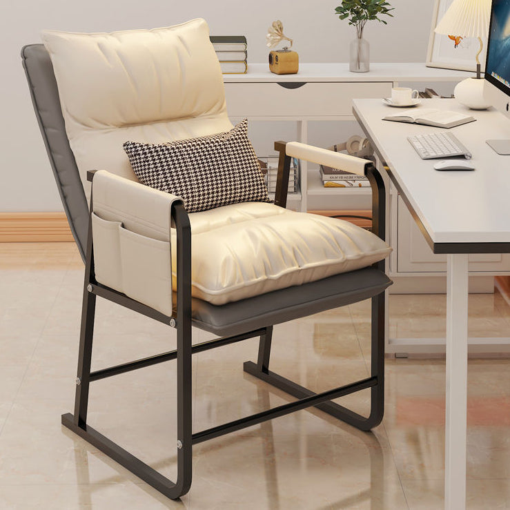 Minimalist Rectangular Leather Steel Armchair