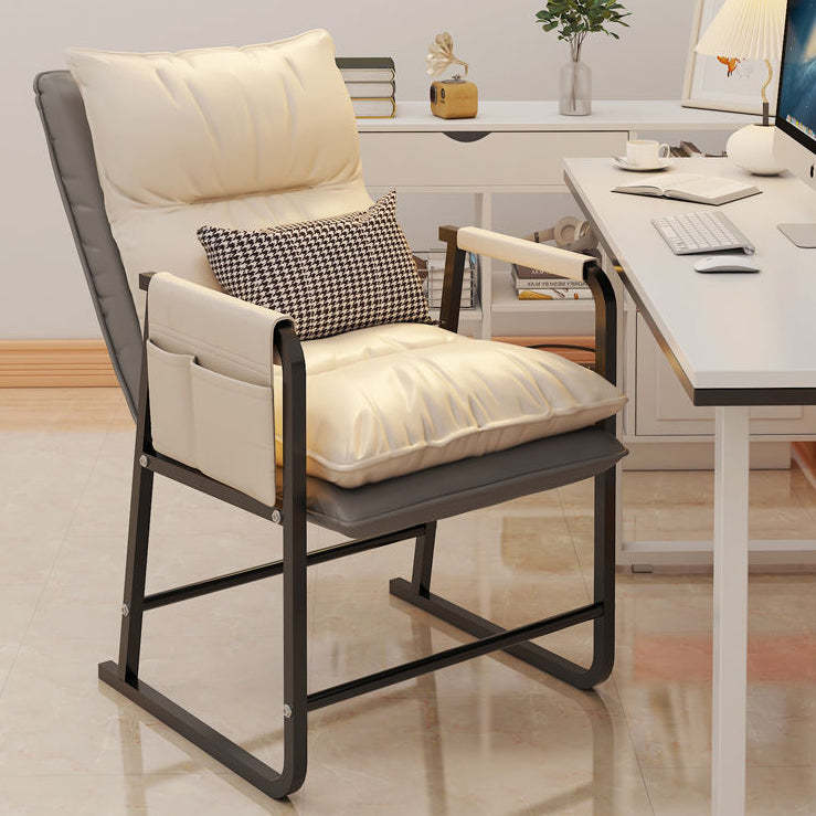 Minimalist Rectangular Leather Steel Armchair