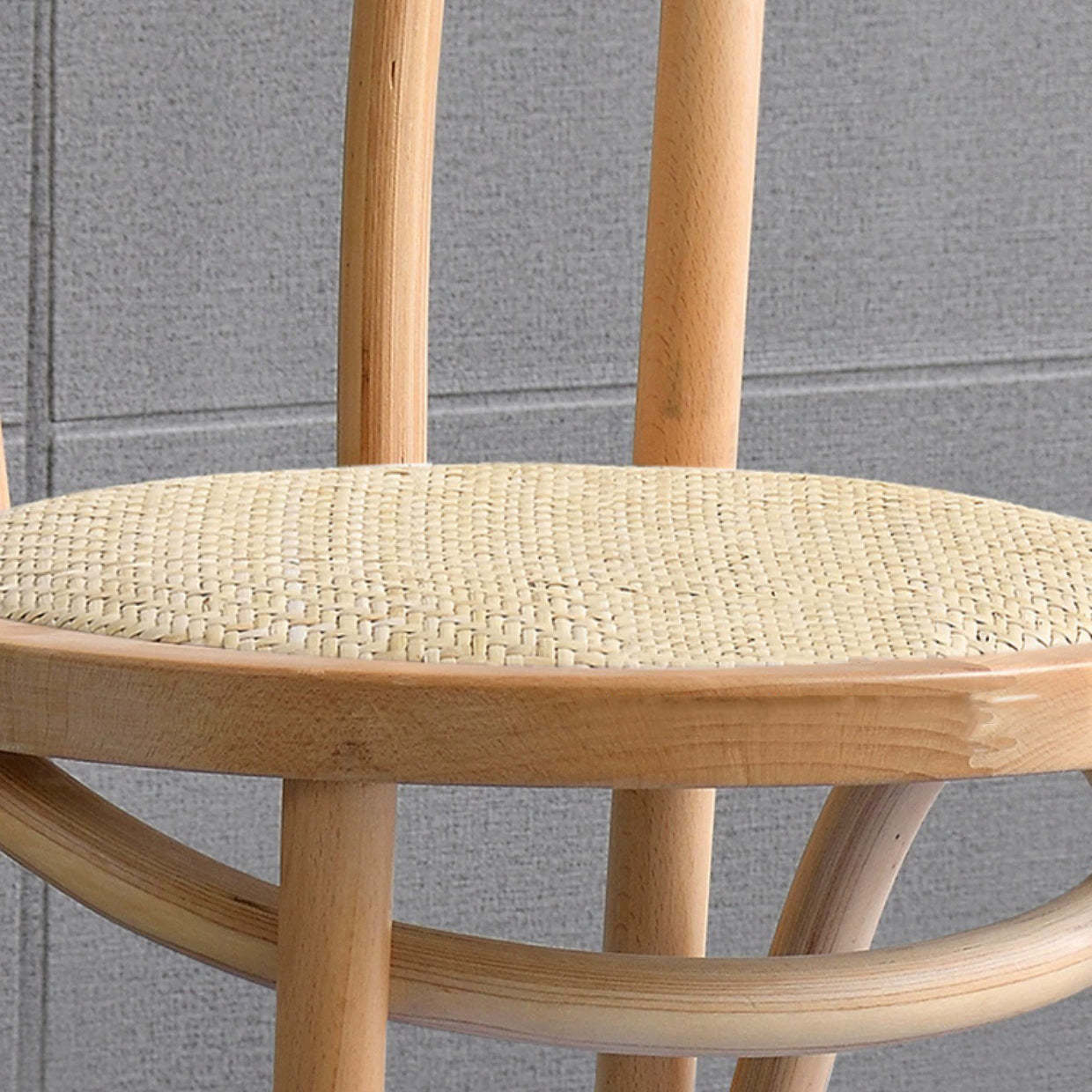 Retro Rattan Beech Metal Arched Dining Chair — White / Rattan