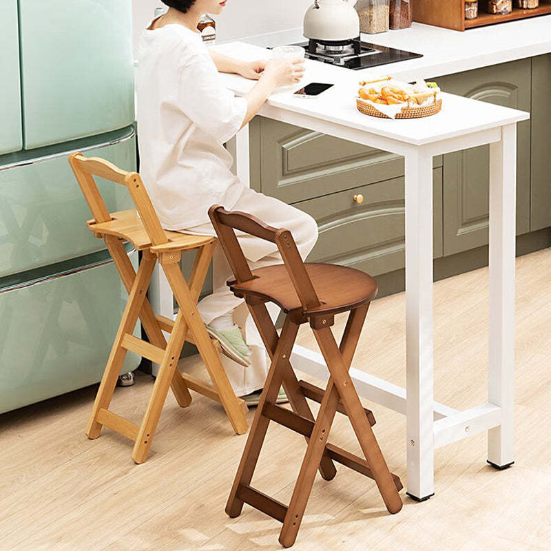 Minimalist Round Bamboo Bar Stool — Original Wood Color