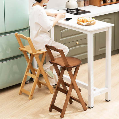 Minimalist Round Bamboo Bar Stool — Original Wood Color