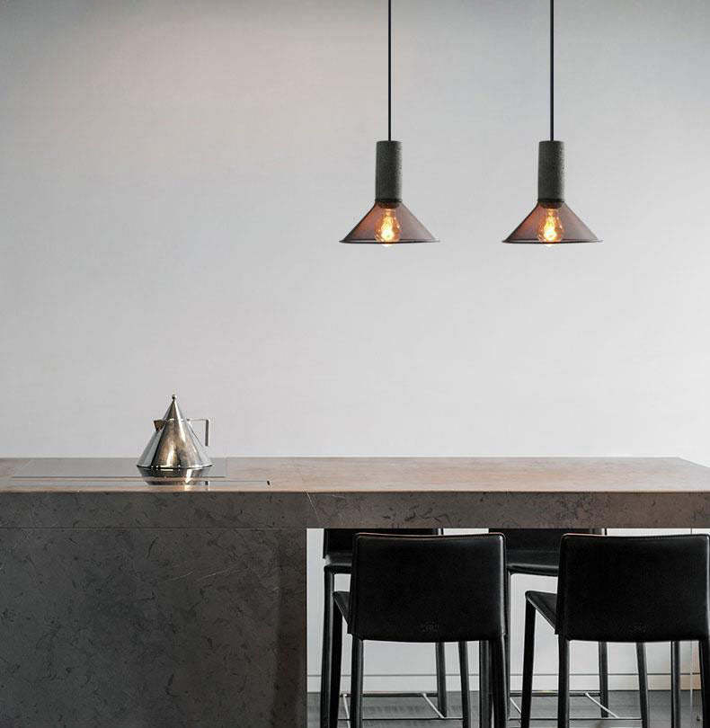 Industrial Tapered Cement Iron Pendant Light