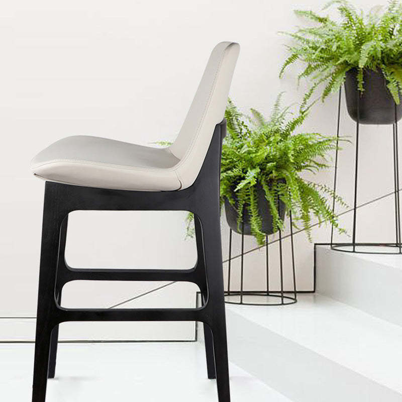 Nordic Microfiber Leather Wood Bar Stool