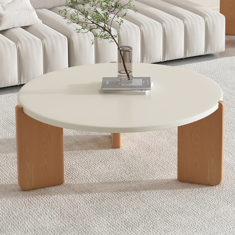 Contemporary Rock Beam Three-Leg Wood Coffee Table