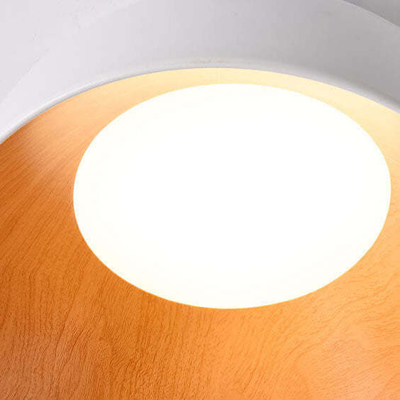 Minimalist Wooden Bowl Iron LED Flush Mount Light