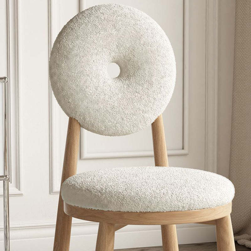 Scandinavian Lambswool Wood Iron Vanity Stool