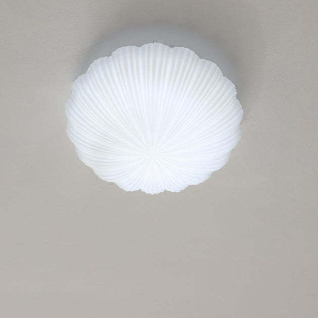 Modern French Cream Shell Glass LED Flush Mount Light