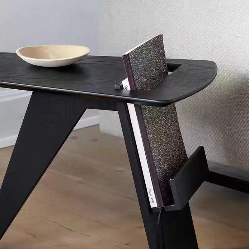 Minimalist Triangle Wood 1-Shelf Side Table