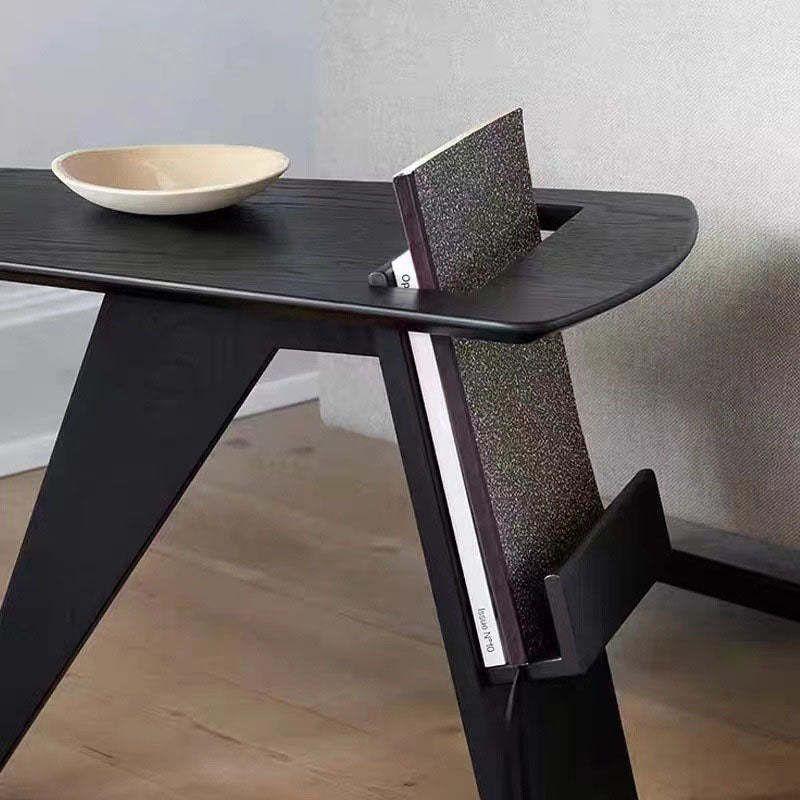 Minimalist Triangle Wood 1-Shelf Side Table