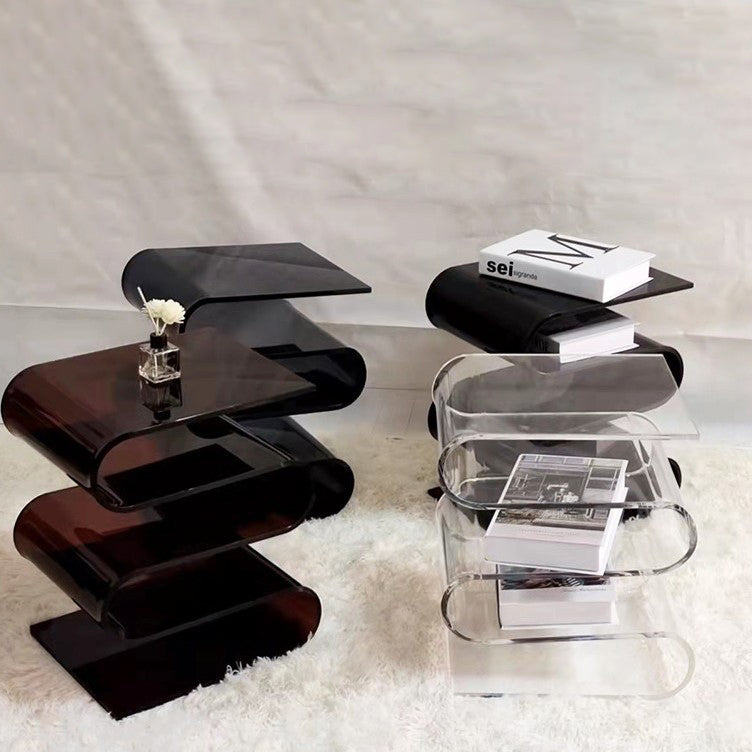 Minimalist Curved Acrylic End Table 5-Tier