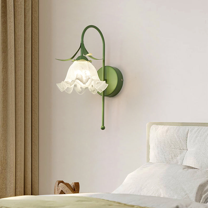 Cream nordic home decor wall sconces — Floral / White / 220V-240V (UK/AU)