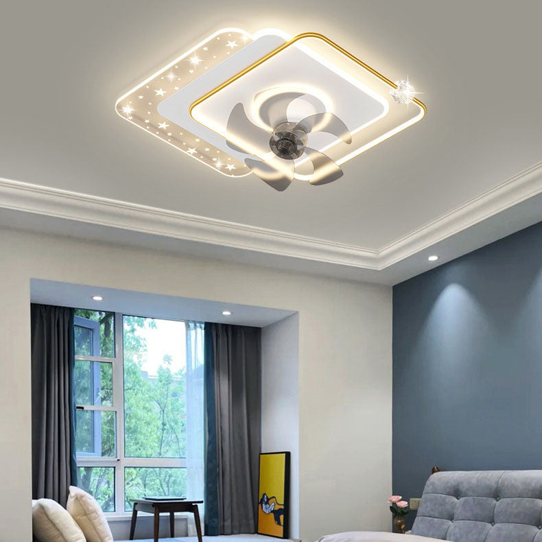 Contemporary Iron Acrylic Round LED Semi-Flush Fan Light