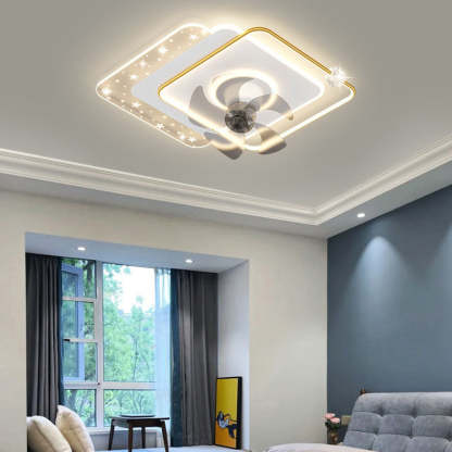 Contemporary Iron Acrylic Round LED Semi-Flush Fan Light