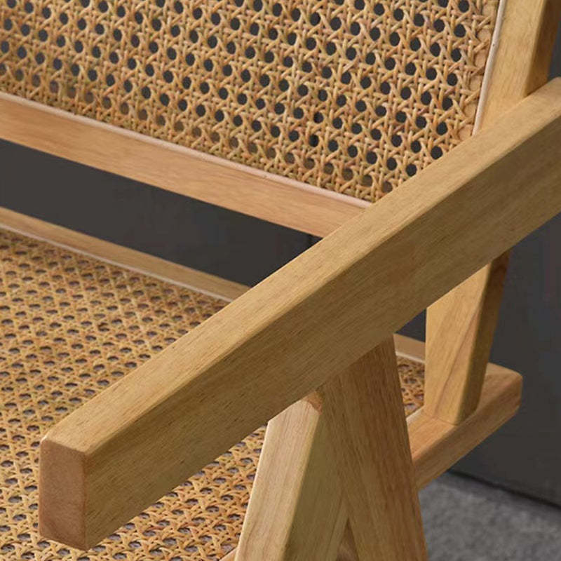 Scandinavian Wood Rattan Armchair
