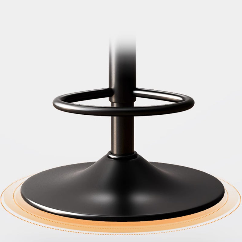 Minimalist Round Curved-Back Leather Metal Bar Stool — Red / Black