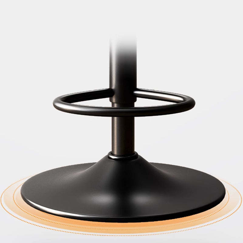Minimalist Round Curved-Back Leather Metal Bar Stool — Red / Black