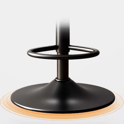 Minimalist Round Curved-Back Leather Metal Bar Stool — Red / Black