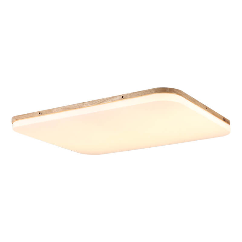 Nordic Solid Wood Rectangular LED Flush Mount Light