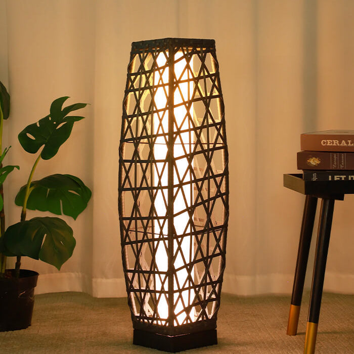 Minimalist Solar Iron Rattan Woven LED Floor Lamp