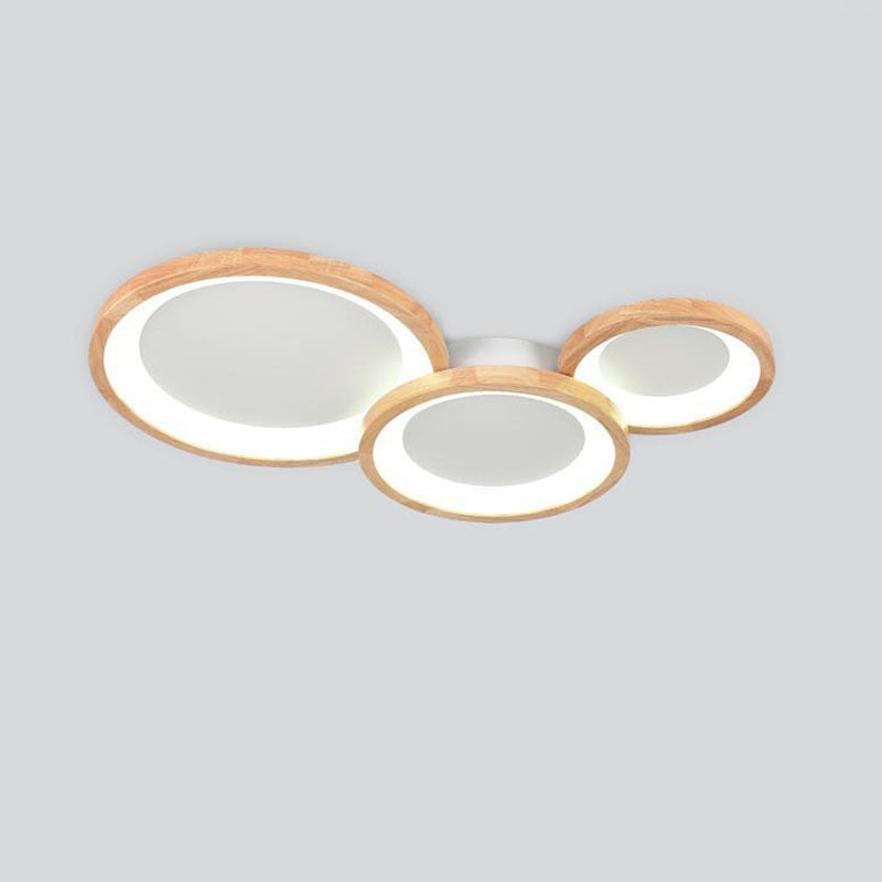 Nordic Wood Frame Acrylic Round LED Flush Mount Light