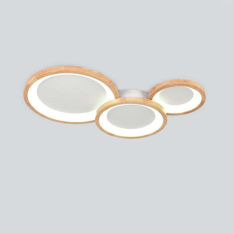 Nordic Wood Frame Acrylic Round LED Flush Mount Light