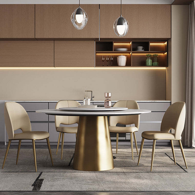 Nordic Curved Upholstered Leather Steel Dining Chair