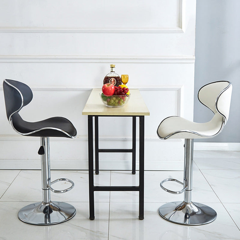 Industrial Curved PU Leather Swivel Bar Stool Wingback