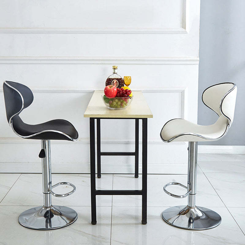 Industrial Curved PU Leather Swivel Bar Stool Wingback