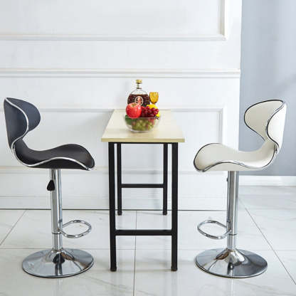 Industrial Curved PU Leather Swivel Bar Stool Wingback
