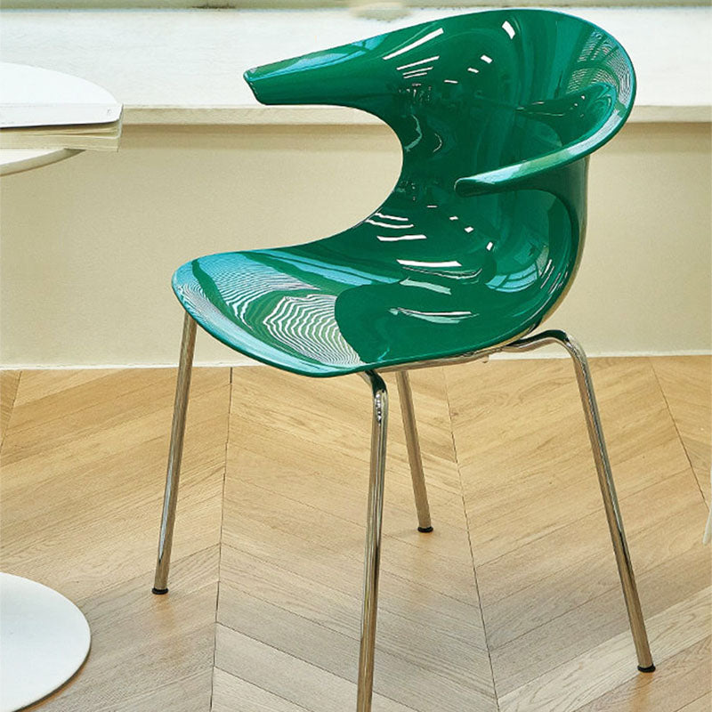 Minimalist Curved Plastic Metal Dining Chair