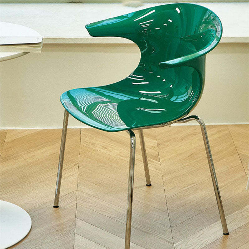 Minimalist Curved Plastic Metal Dining Chair