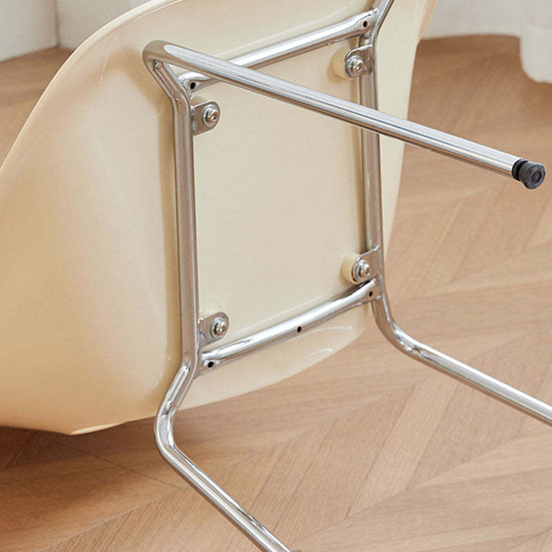Minimalist Ring Curved Plastic Alloy Dining Chair — Green