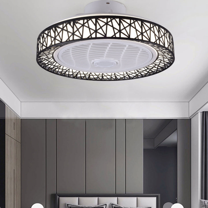 Luxury Round Lace LED Flush Mount Ceiling Fan Light