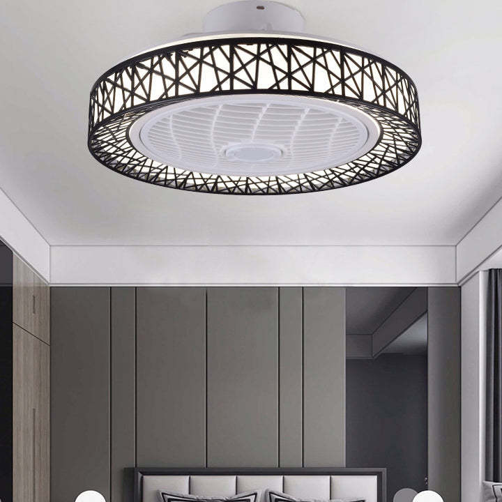Luxury Round Lace LED Flush Mount Ceiling Fan Light