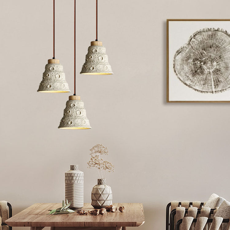Nordic solid cylinder wood pendant lighting in cement — 220V-240V (UK/AU)