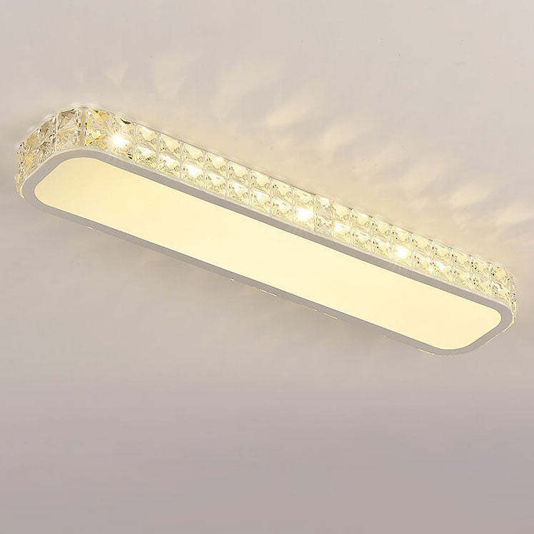 Modern Crystal Strip Acrylic LED Flush Mount Light — Medium - White / White Light (5000K) / 110V-120V For US/CA