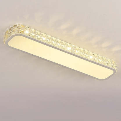 Modern Crystal Strip Acrylic LED Flush Mount Light — Medium - White / White Light (5000K) / 110V-120V For US/CA
