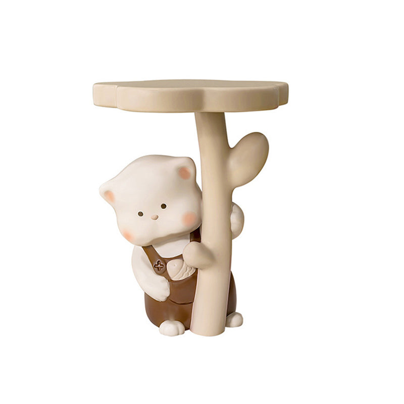 Contemporary Kids Cat Flower Resin End Table
