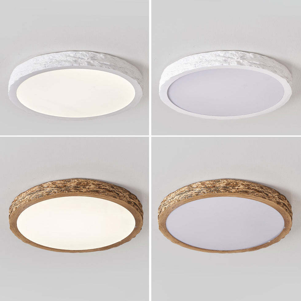 Minimalist Stone Grain Resin Iron LED Flush Mount Light