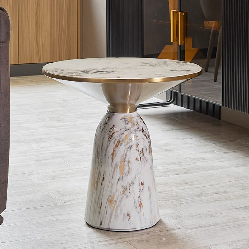 Minimalist Cylinder Rock Slab Metal Coffee Table