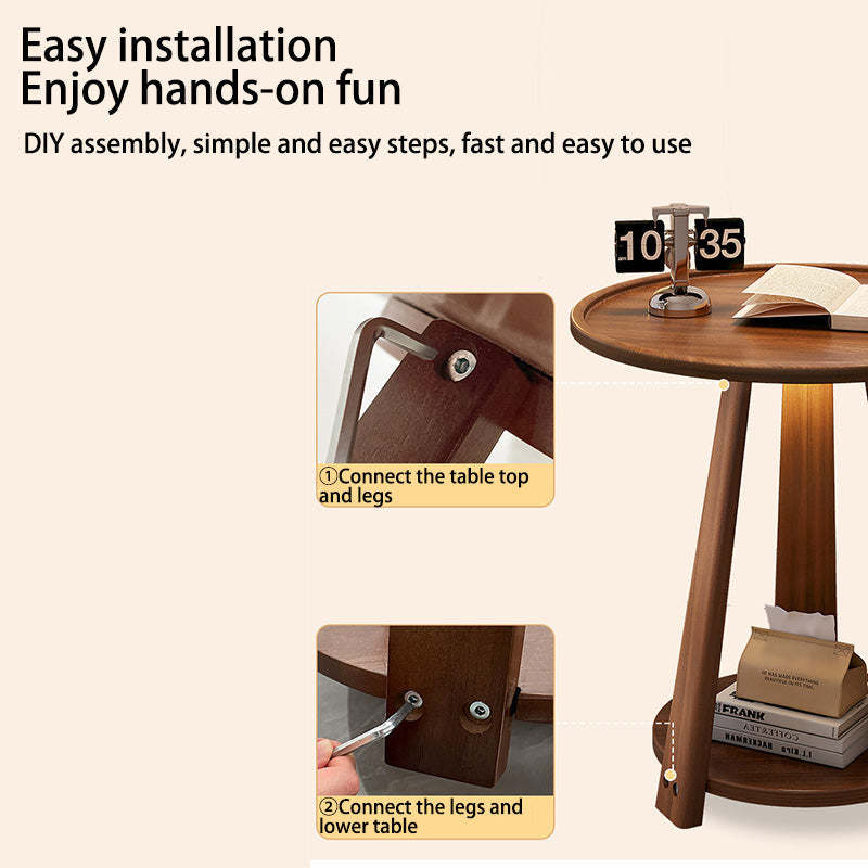 Nordic Round Wood 2-Tier Coffee Table